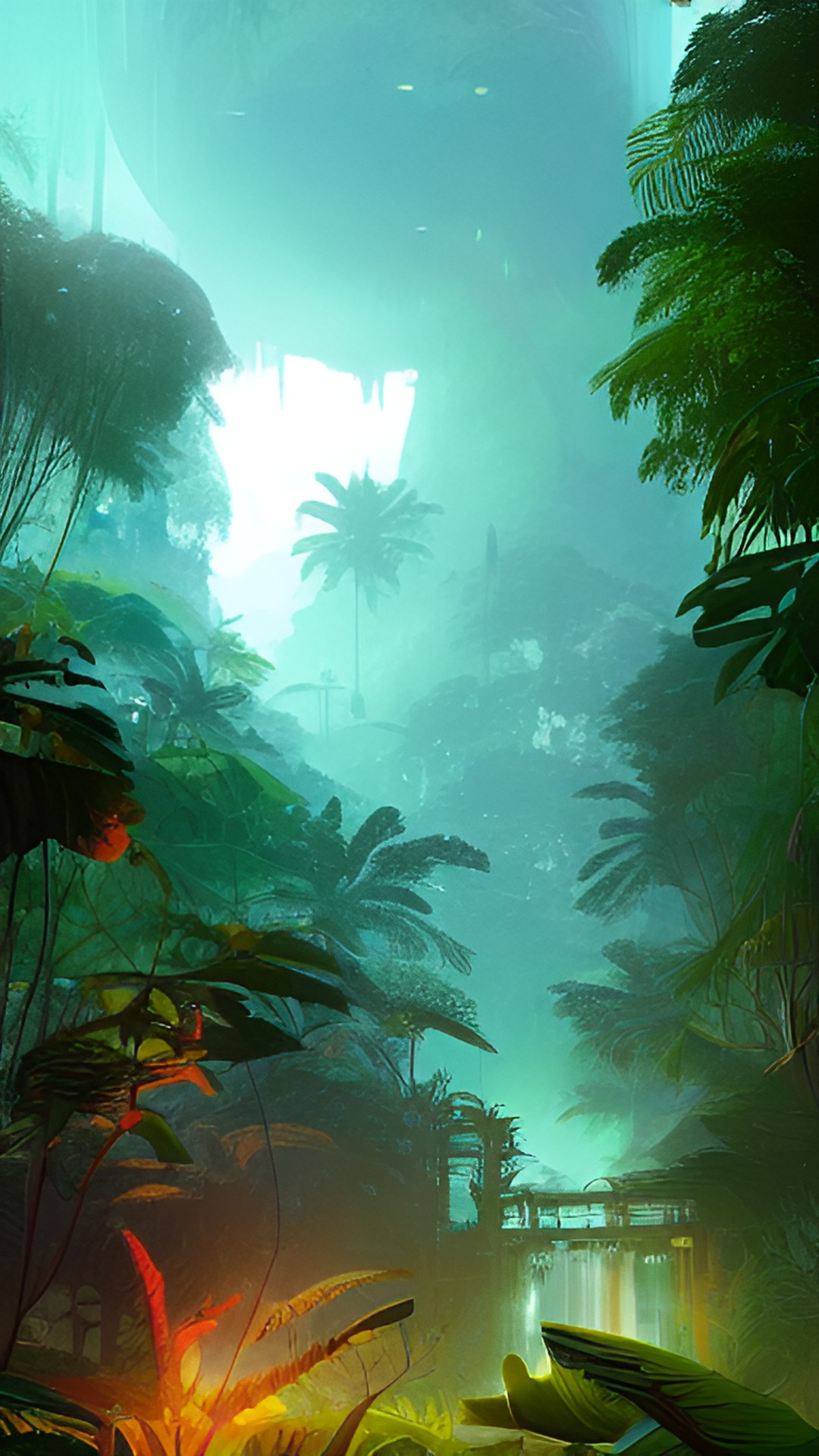 a jungle paradise with a mystical portal to a parallel universe. preview