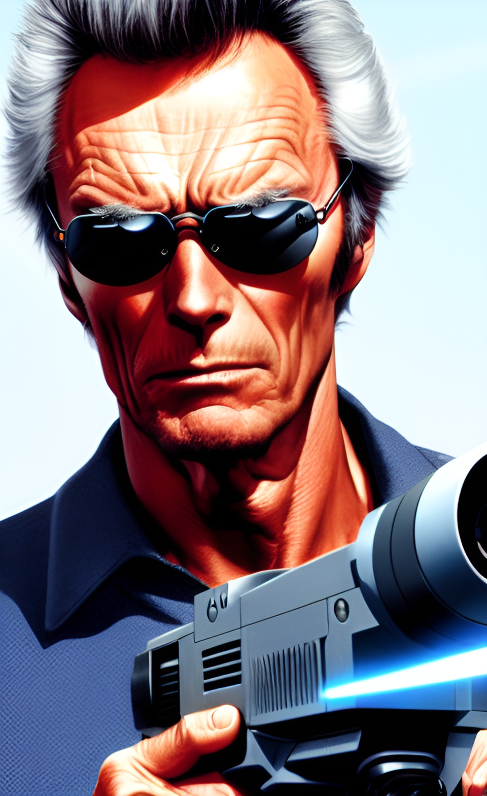 clint eastwood in the future with a laser gun preview