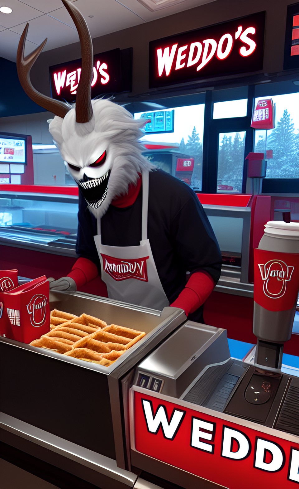 i almost forgot that it is wendigo wednesday... here's a wendigo working  at wendy's on wednesday preview