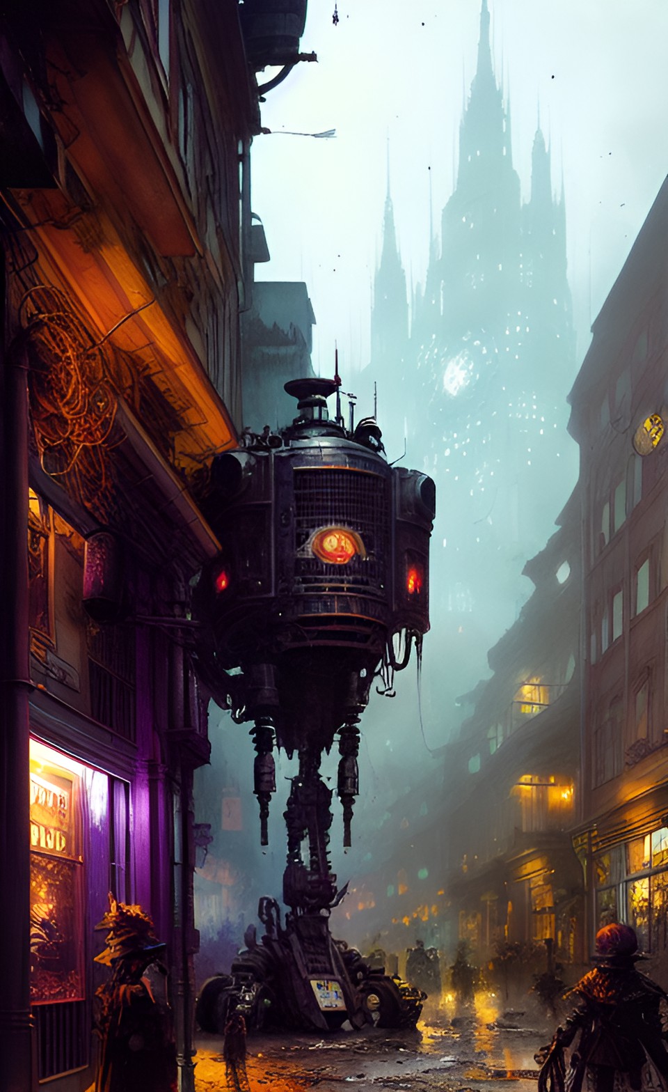 steampunk robots in a distopian future preview