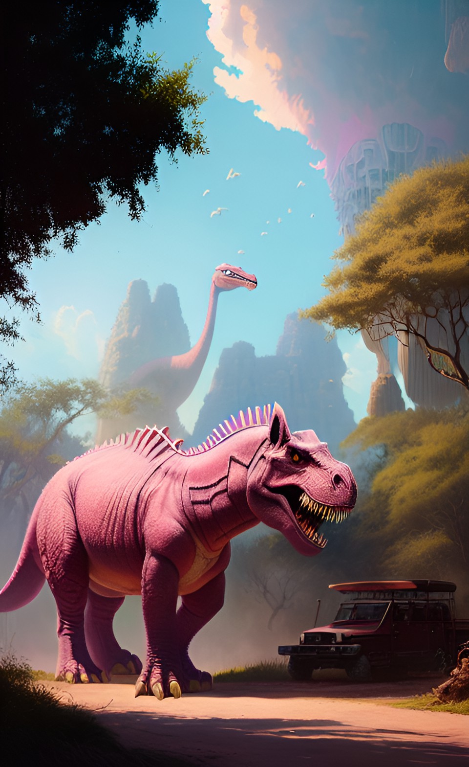 ferocious pink  dinosaur at lion country safari preview