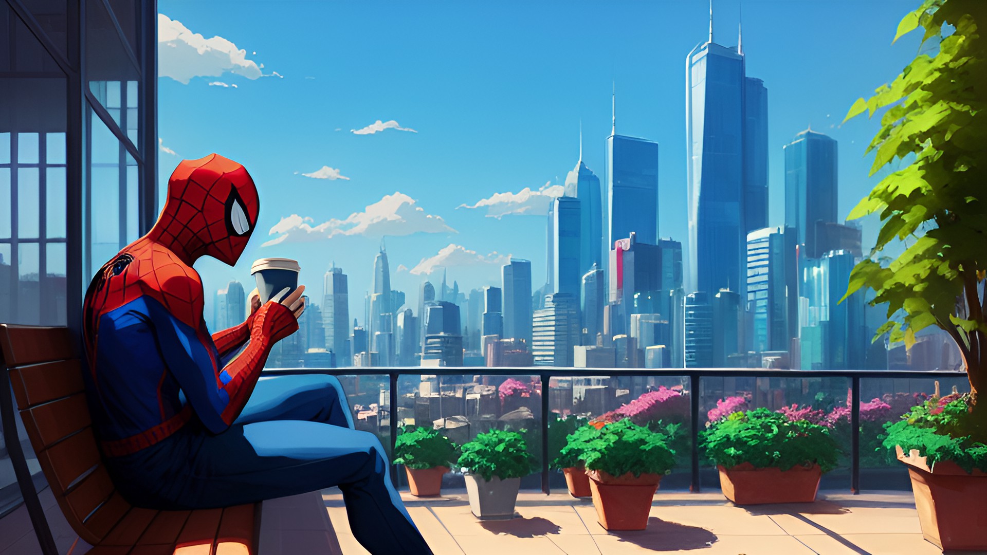 Take a Break Today - spiderman drinking a cup of coffee preview