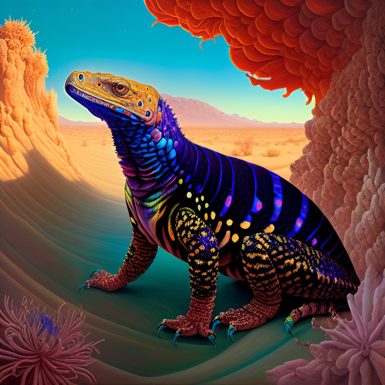 Gila Monster - gila monster in a desert dust storm preview