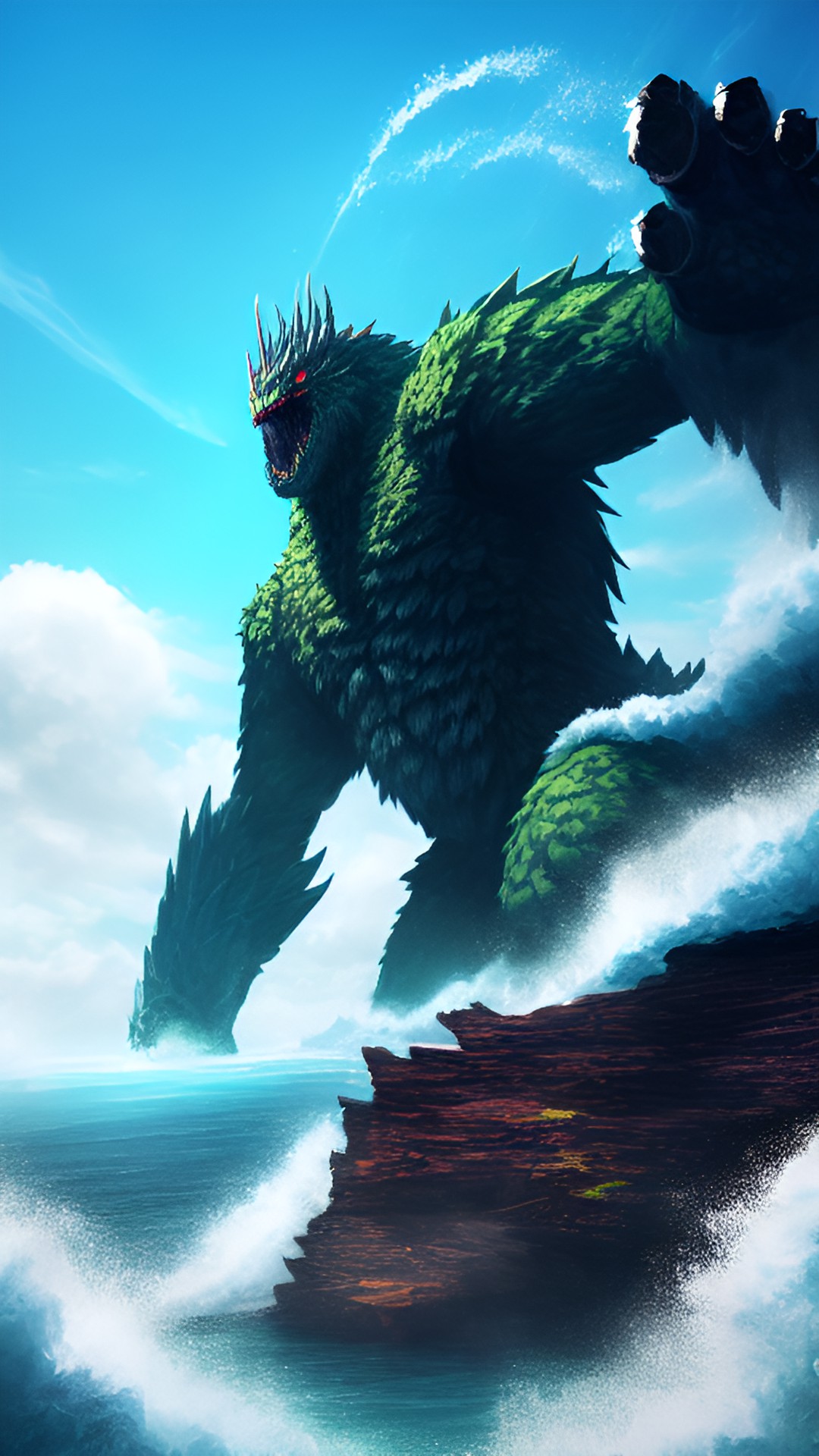 giant monster with water behind it preview