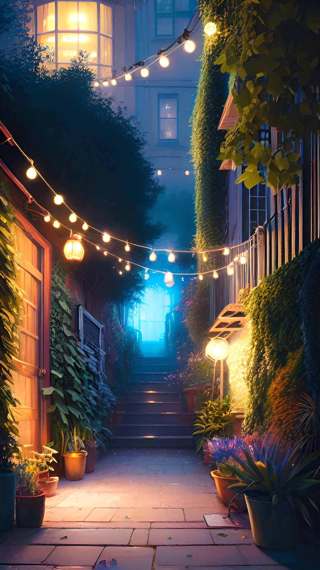 alley garden with string lights preview