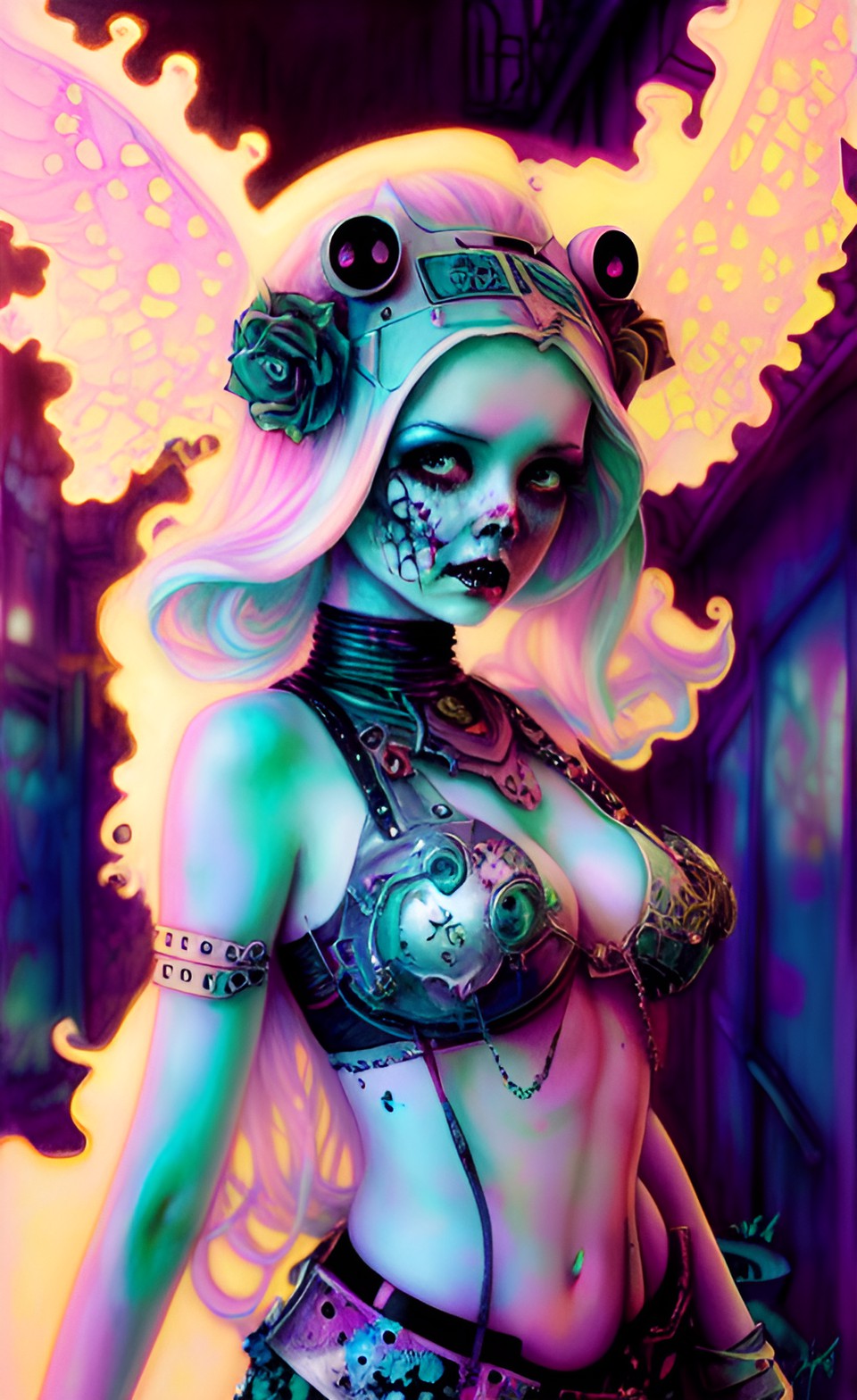 pastel zombie robot pinup preview