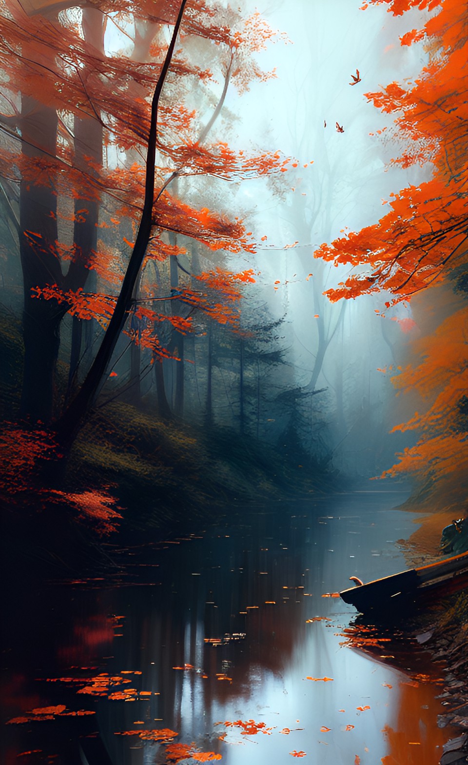 autumn, little creek, elaborate, highly detailed, realistic, intricate, elegant preview