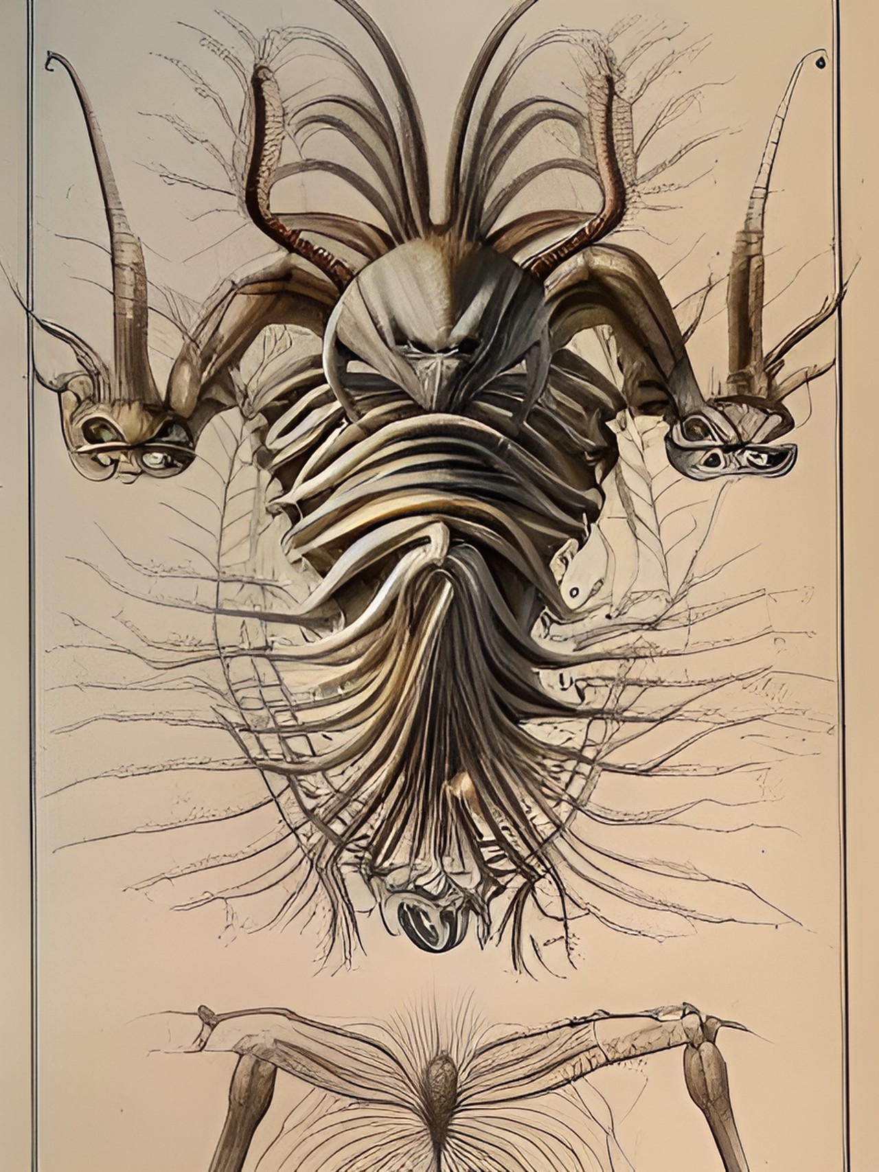 alien creature diagram by leonardo da vinci preview