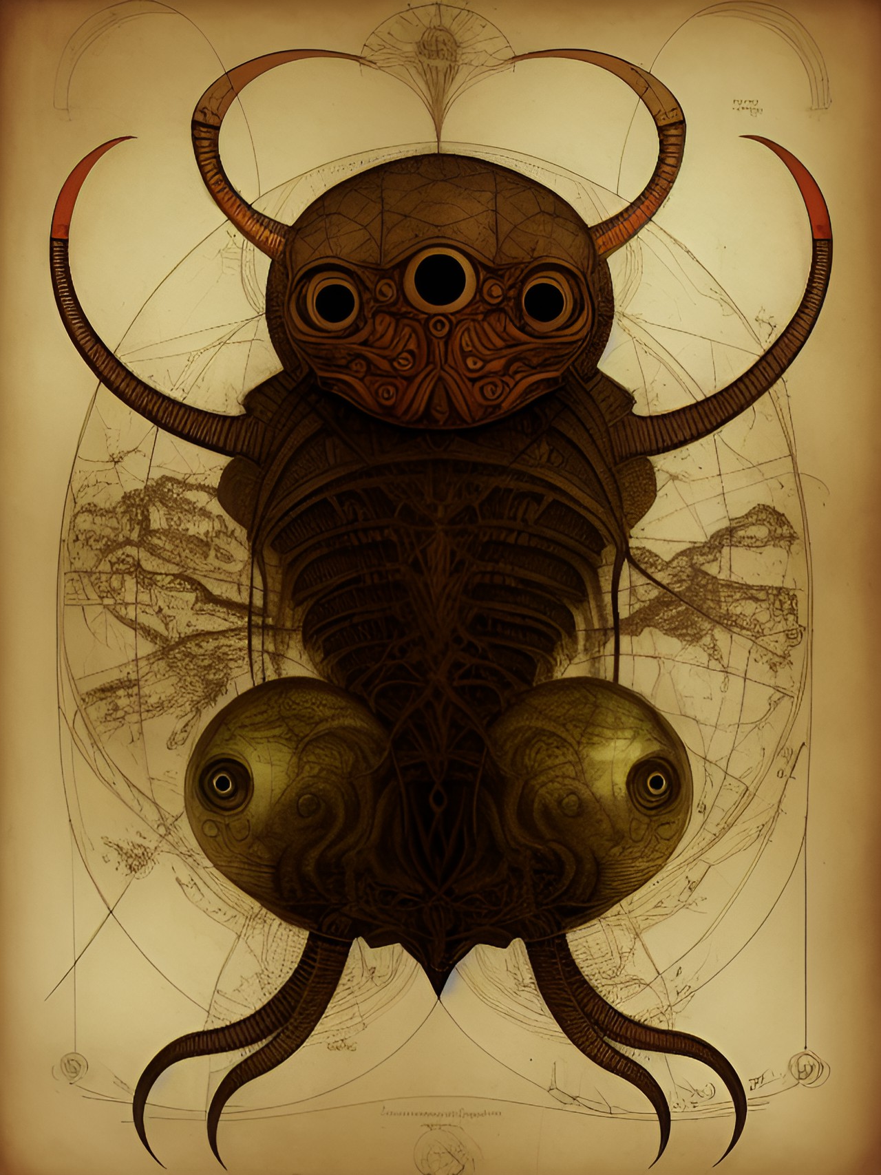 alien creature diagram by leonardo da vinci preview