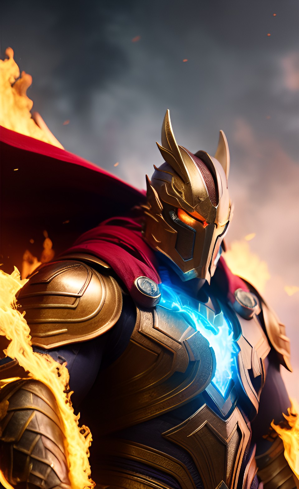 god of burning water, greatness, force, superpower, living armor preview