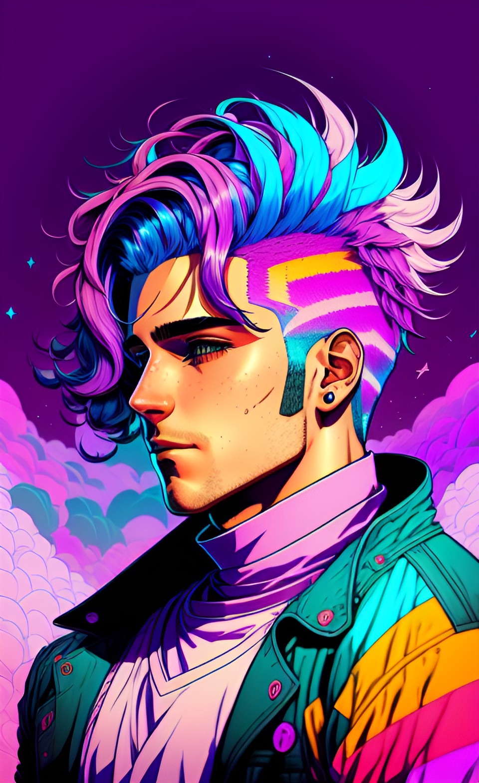 male, colorful hair preview