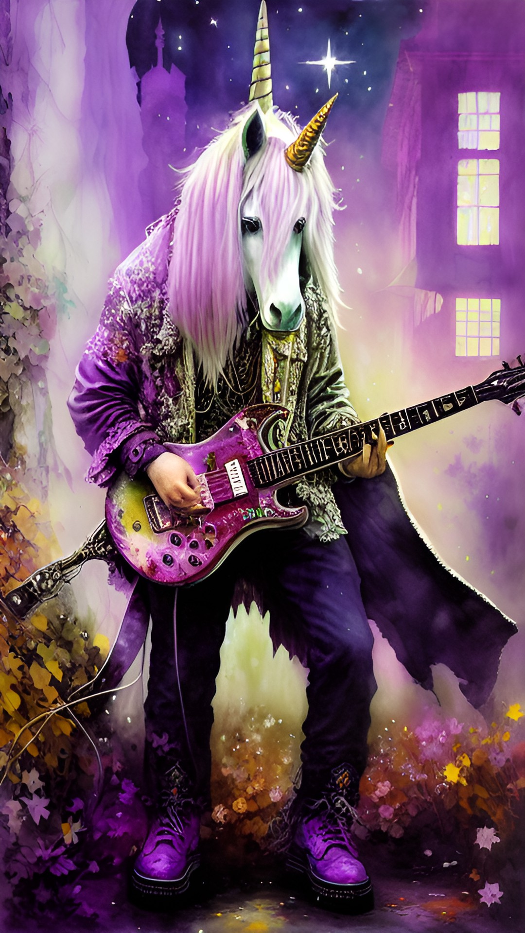 unicorn playing electric guitar preview