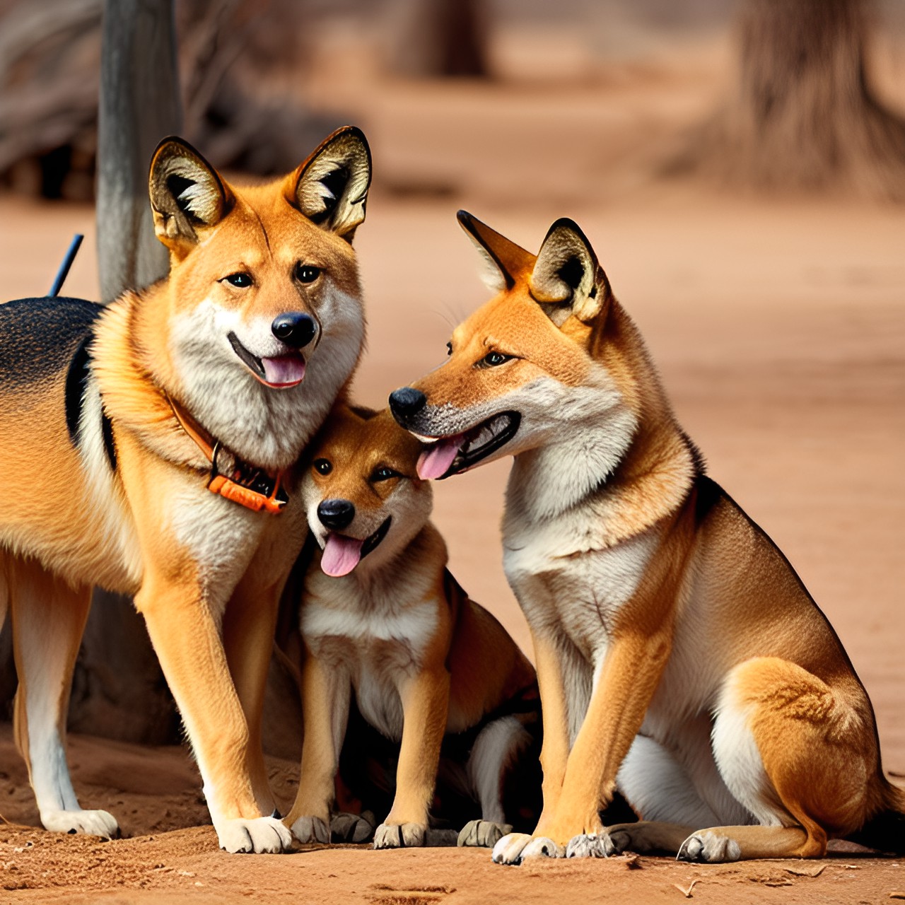 dingo family eating preview