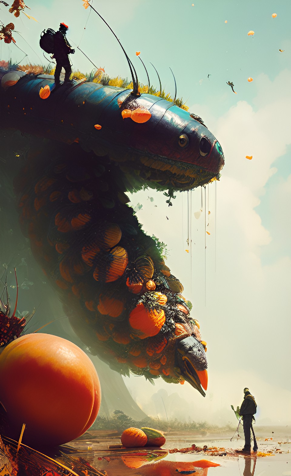 giant peach and caterpillar preview