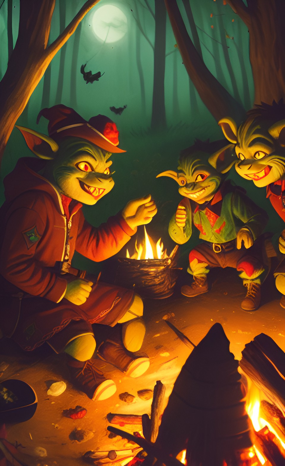 Goblin's Forest - goblins dancing and feasting around a campfire preview