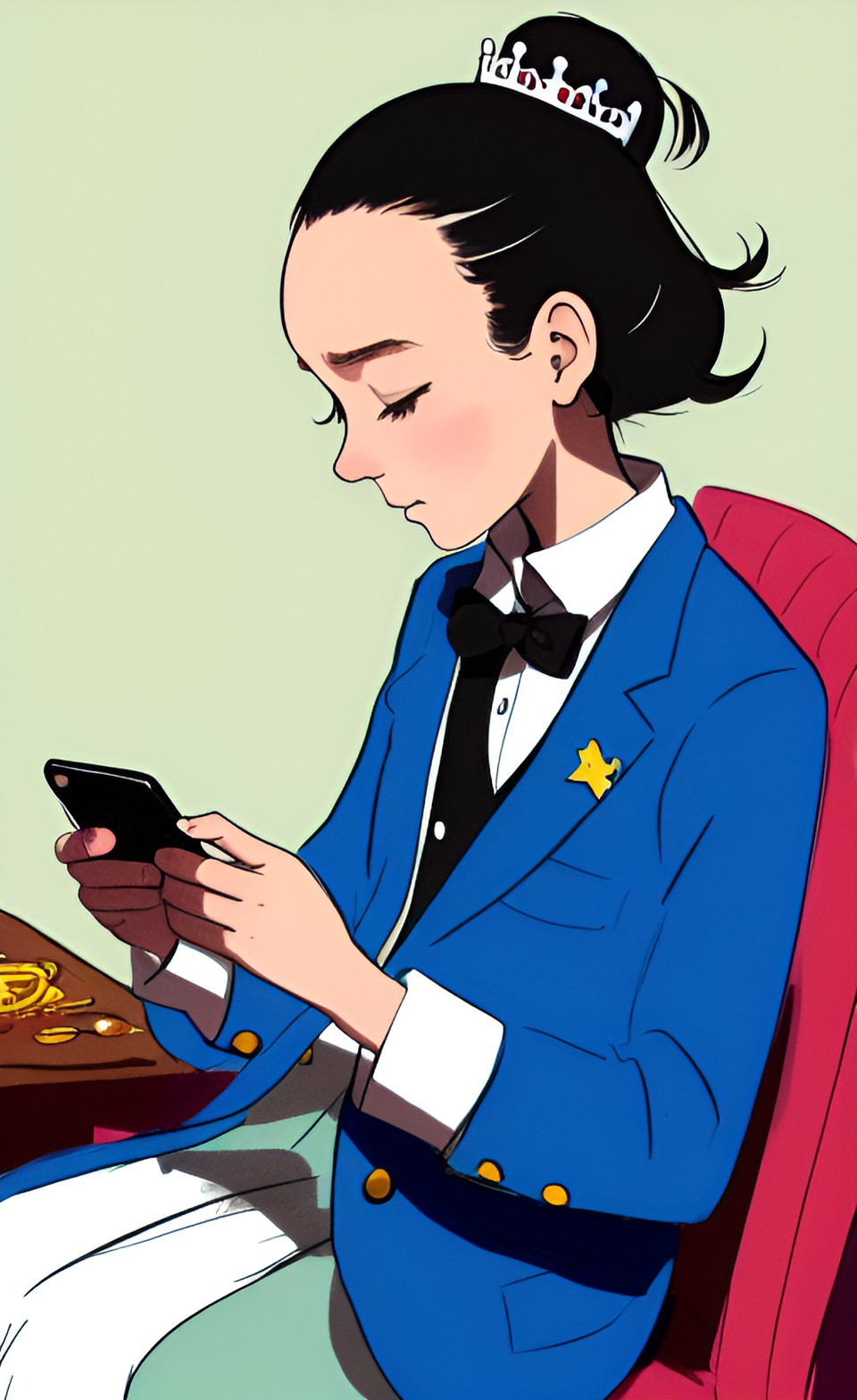 bored princesa at a formal dinner checks her phone and prays for this event to be over preview