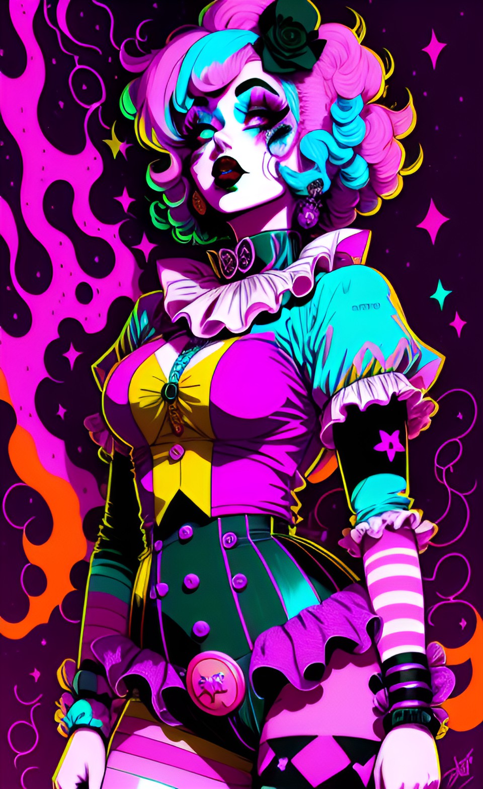 pastel goth clown pinup preview