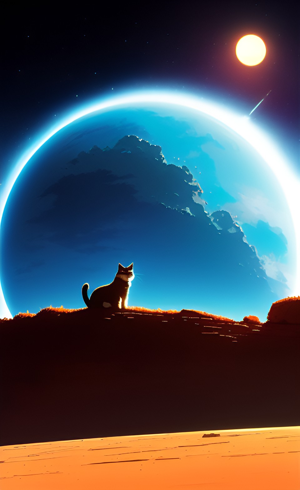 This is Fine. - unbothered furry cat is stranded on a desolate alien planet closeup preview