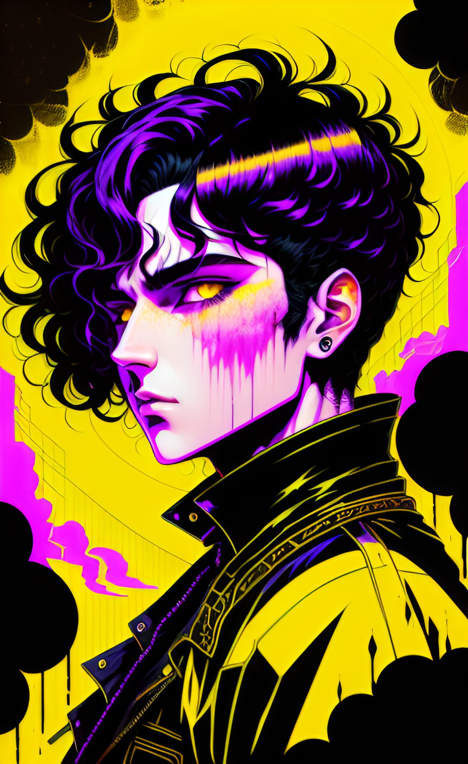 black hair, yellow eyes, vampire preview