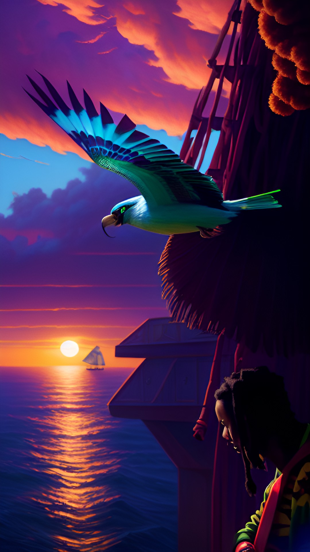 reggae music, musical notes, seahawk flying over the ocean, reggae, music, reggae, music, reggae, music, golden, sunset, pacific northwest, music notes preview