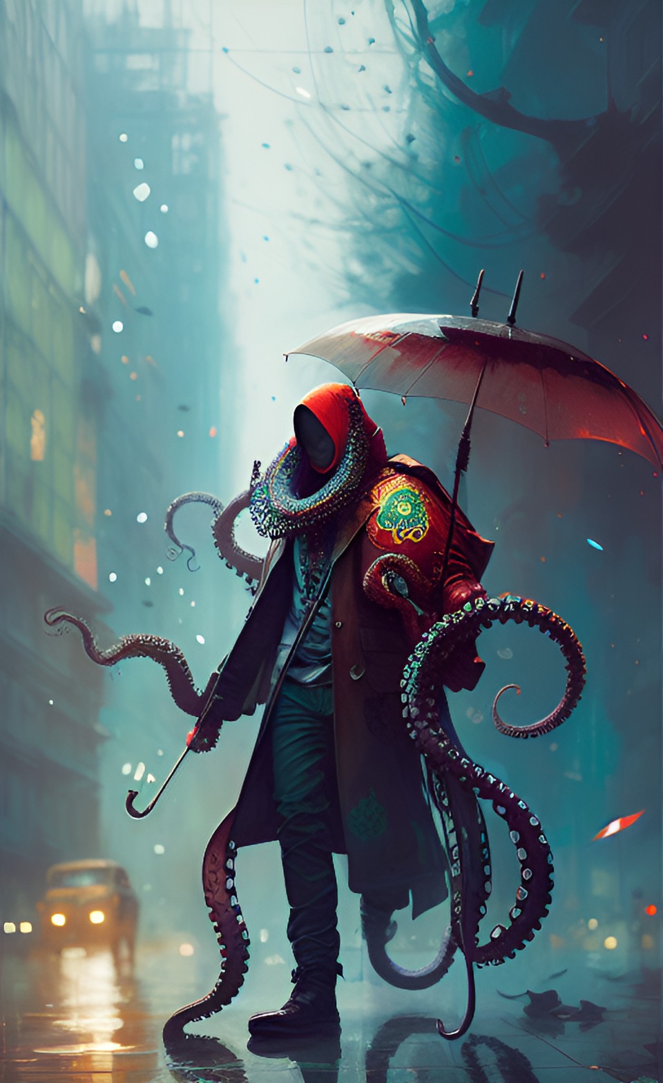 octopus holding an umbrella preview