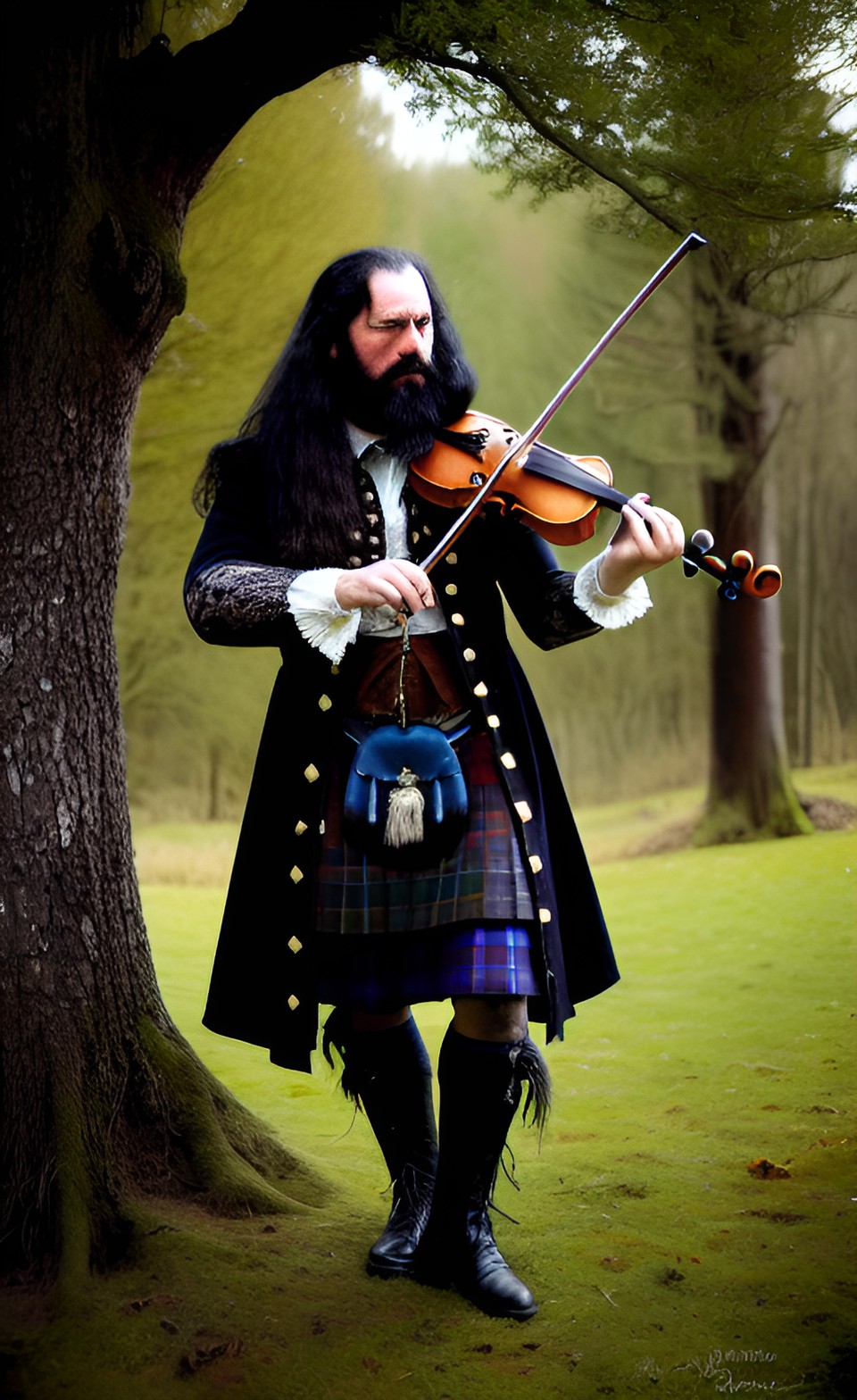 MacPherson 2 - james macpherson, strong man, black beard, long hair, outlaw. scotland 1700. so rantingly, so dauntingly he played a fiddle spring, and danced it round below the gallows-tree. hd, sharp focus preview