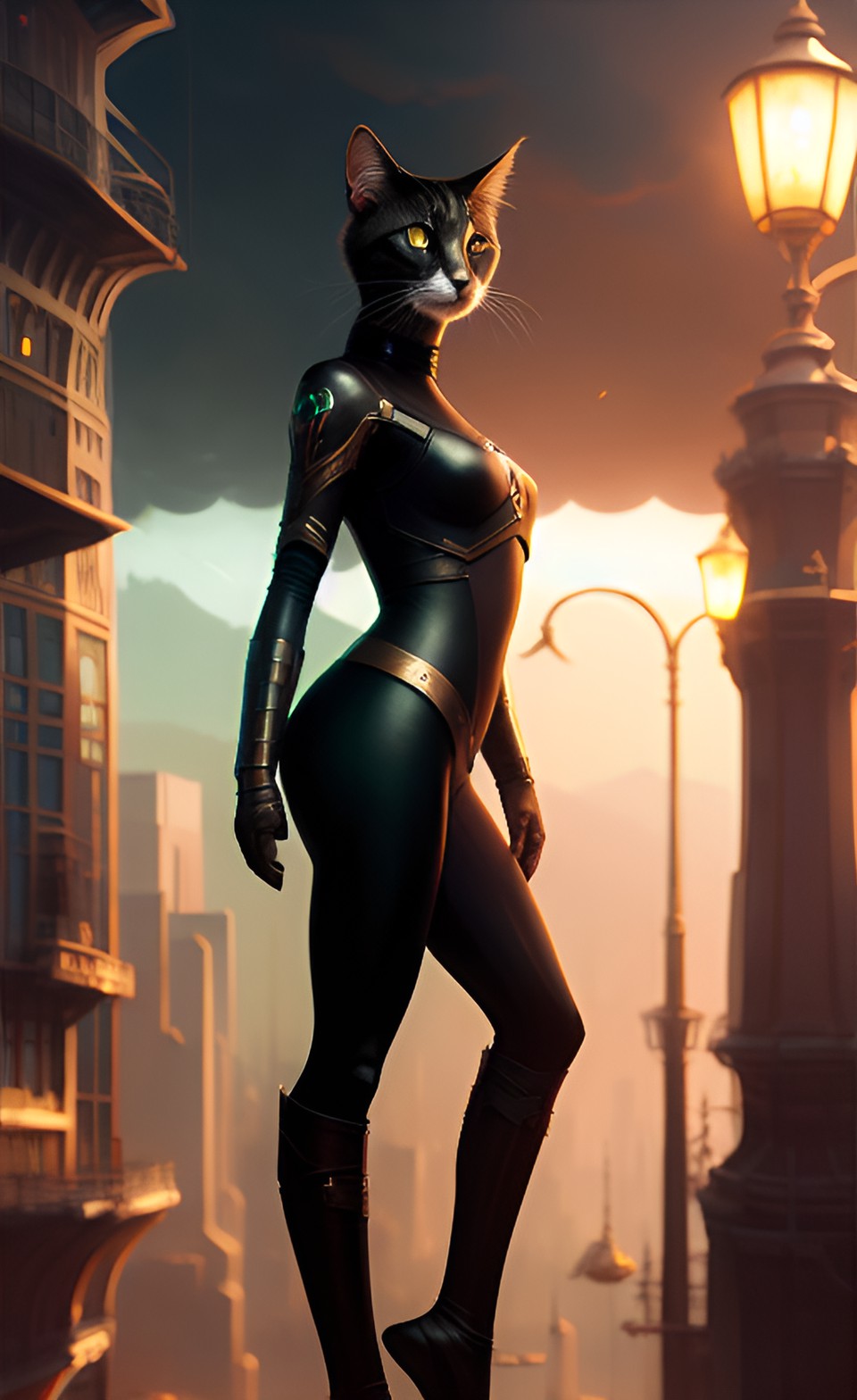 anthropomorphic human woman cat preview