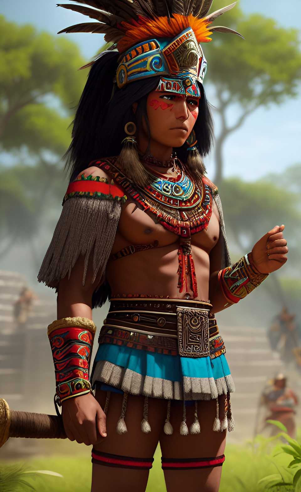 Aztec Warrior - warrior aztec tribe, very detailed, mystic, magic, high detailed, cinematic, full hd, 4k preview