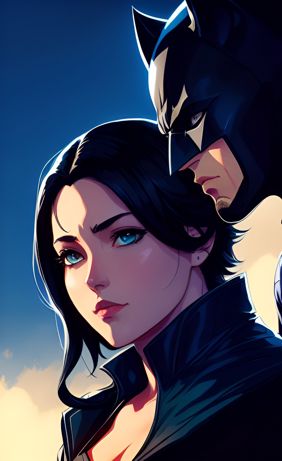 batman touching catwoman's face. preview