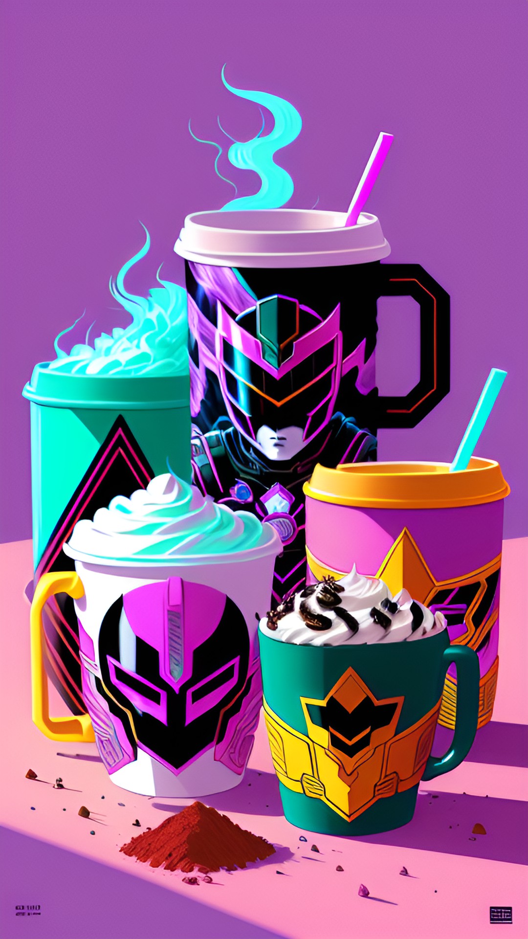 Buy the Whole Team! - the power rangers as cups of coffee preview