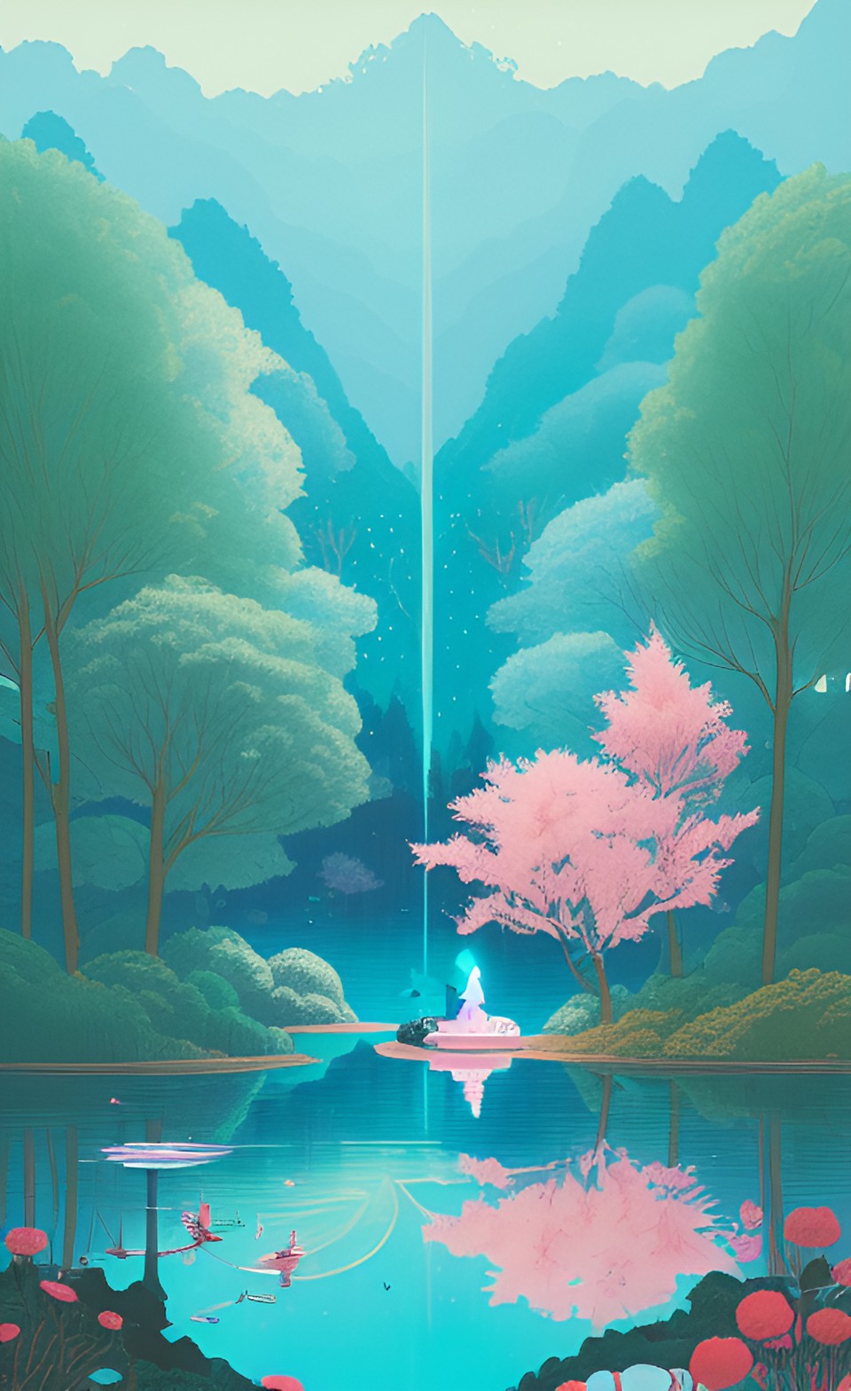 Magic Forest - fairy water sitting on a lake in the forest preview