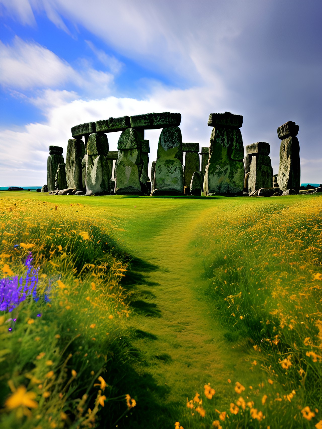 stonehenge with wildflowers preview