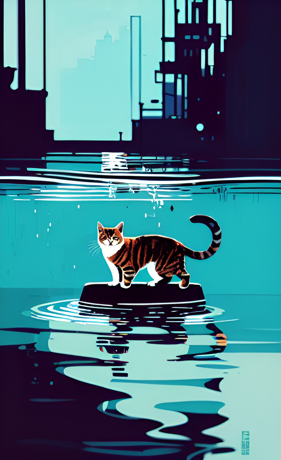 Mini tiger in city - cat in water preview