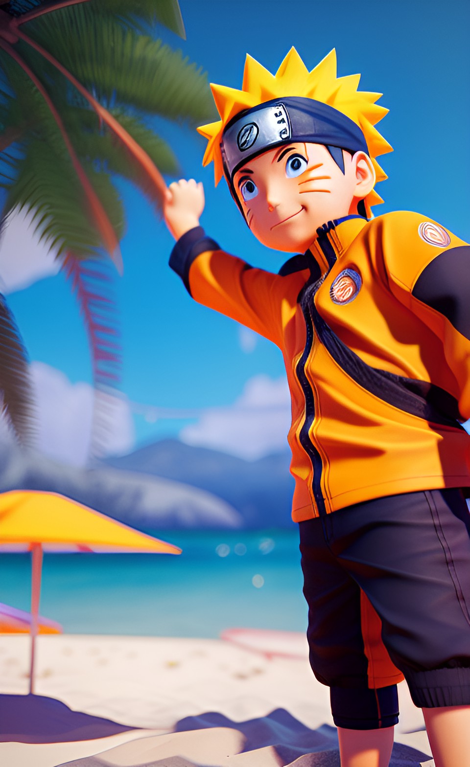 naruto com roupa de banho na praia preview