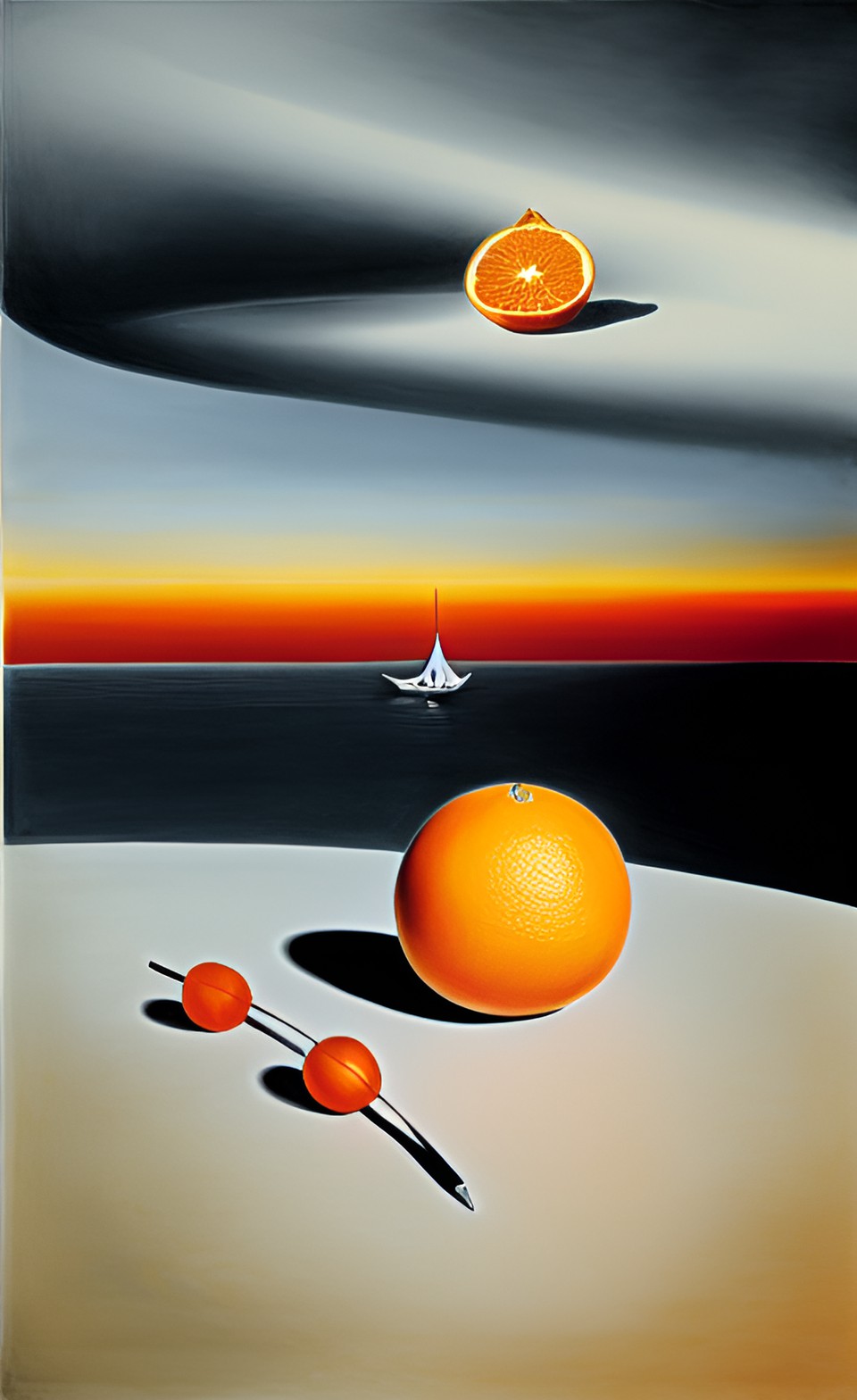 draw an orange, in dali style preview