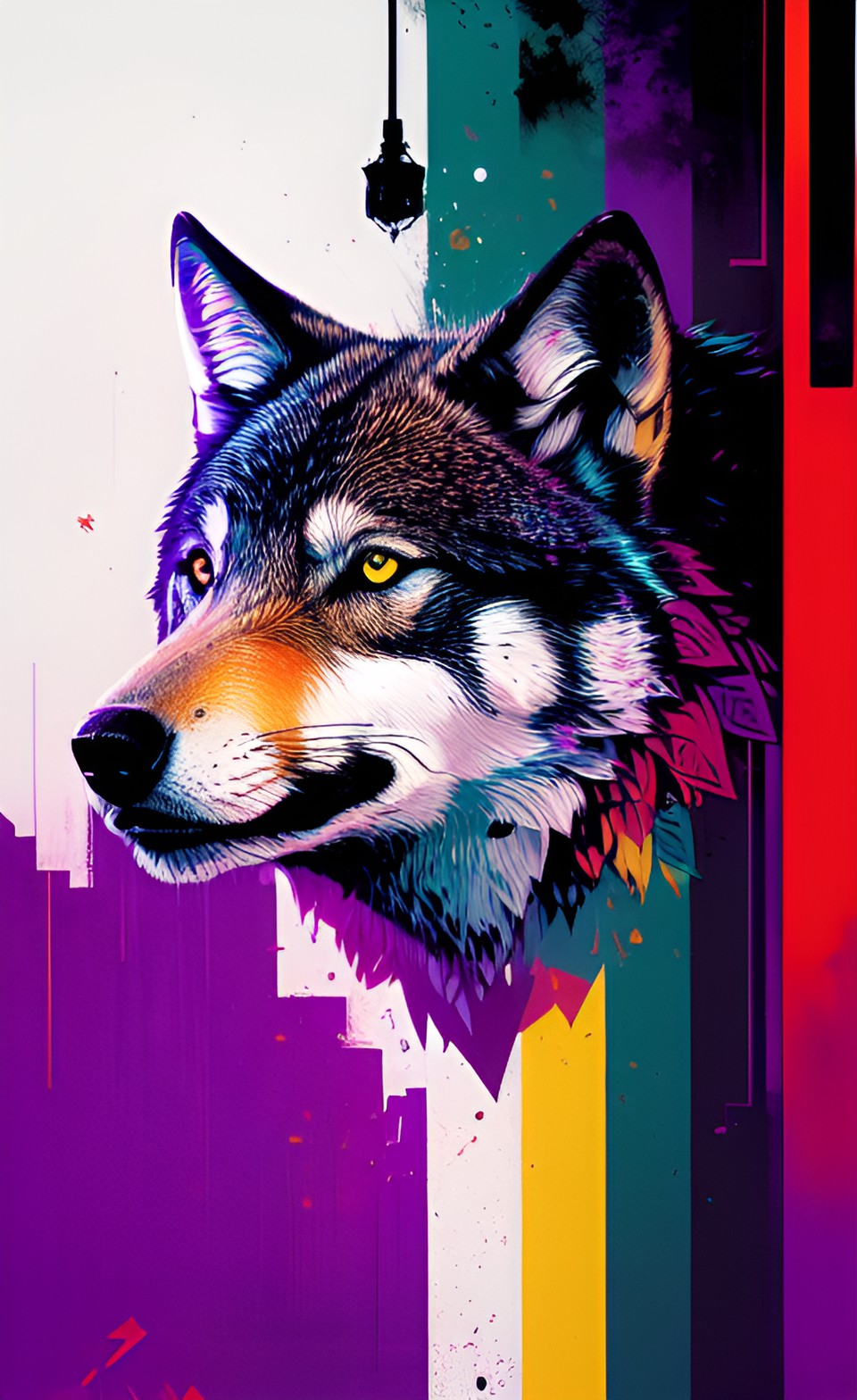 higly detailrd colorful wolf preview