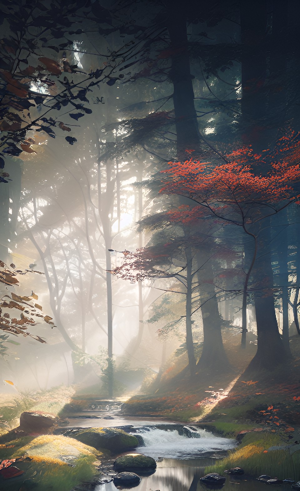 autumn, little creek, sunlight, vfx v2 style, elaborate, highly detailed, realistic preview