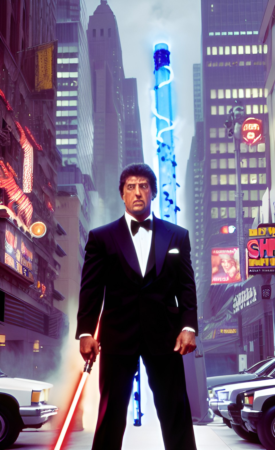 stallone with light saber in right hand preview