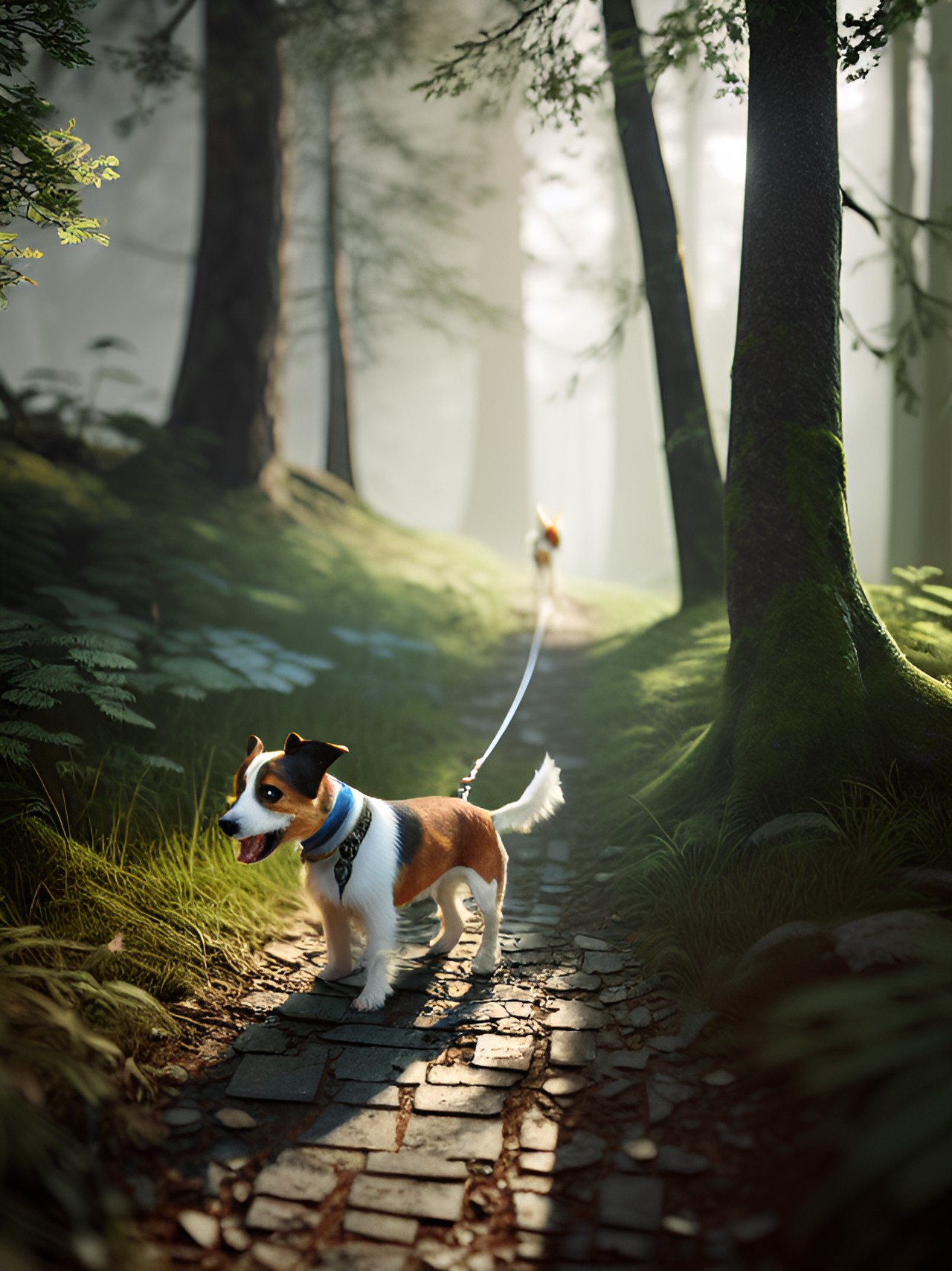 walking the jack russell dog in the woods preview