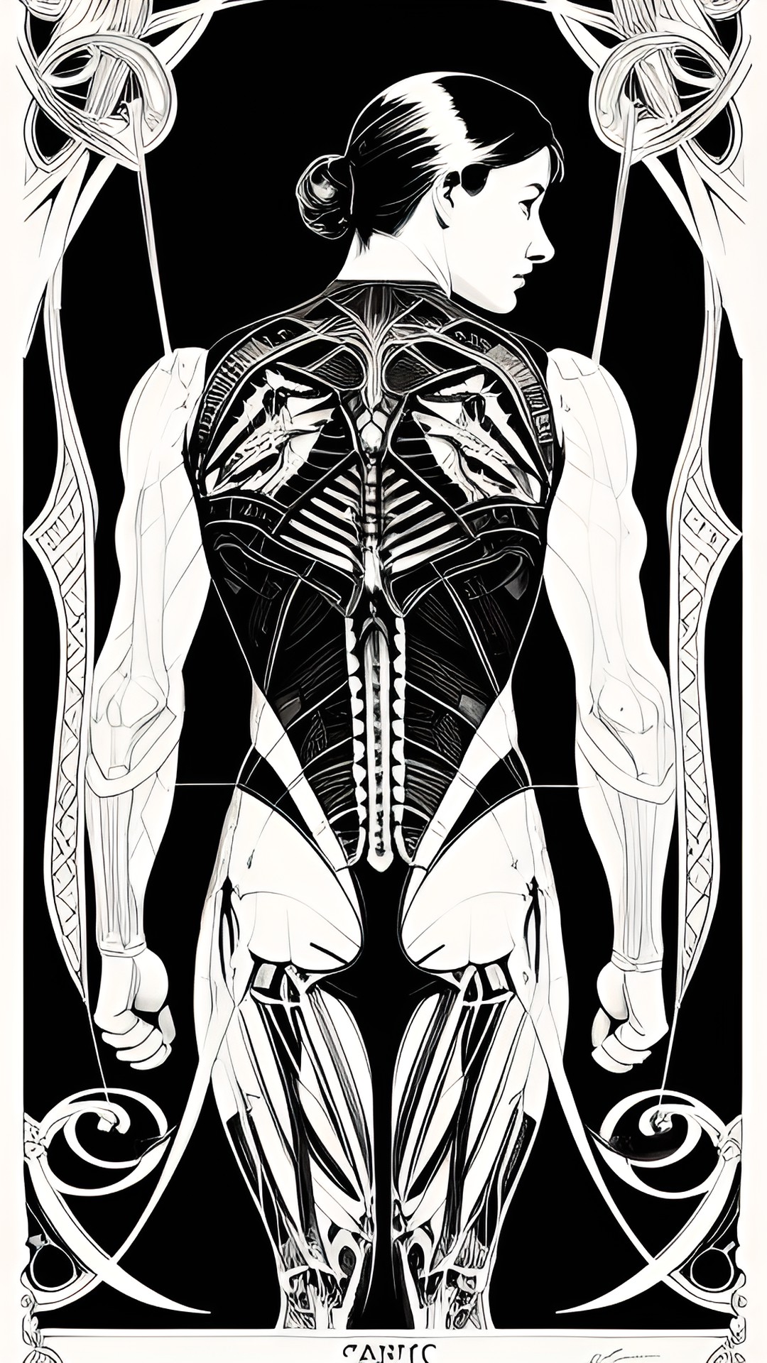 victorian poster, muscular anatomy chart, cross hatching, black and white, art nouveau, illustration, ultra detailed, 4k preview