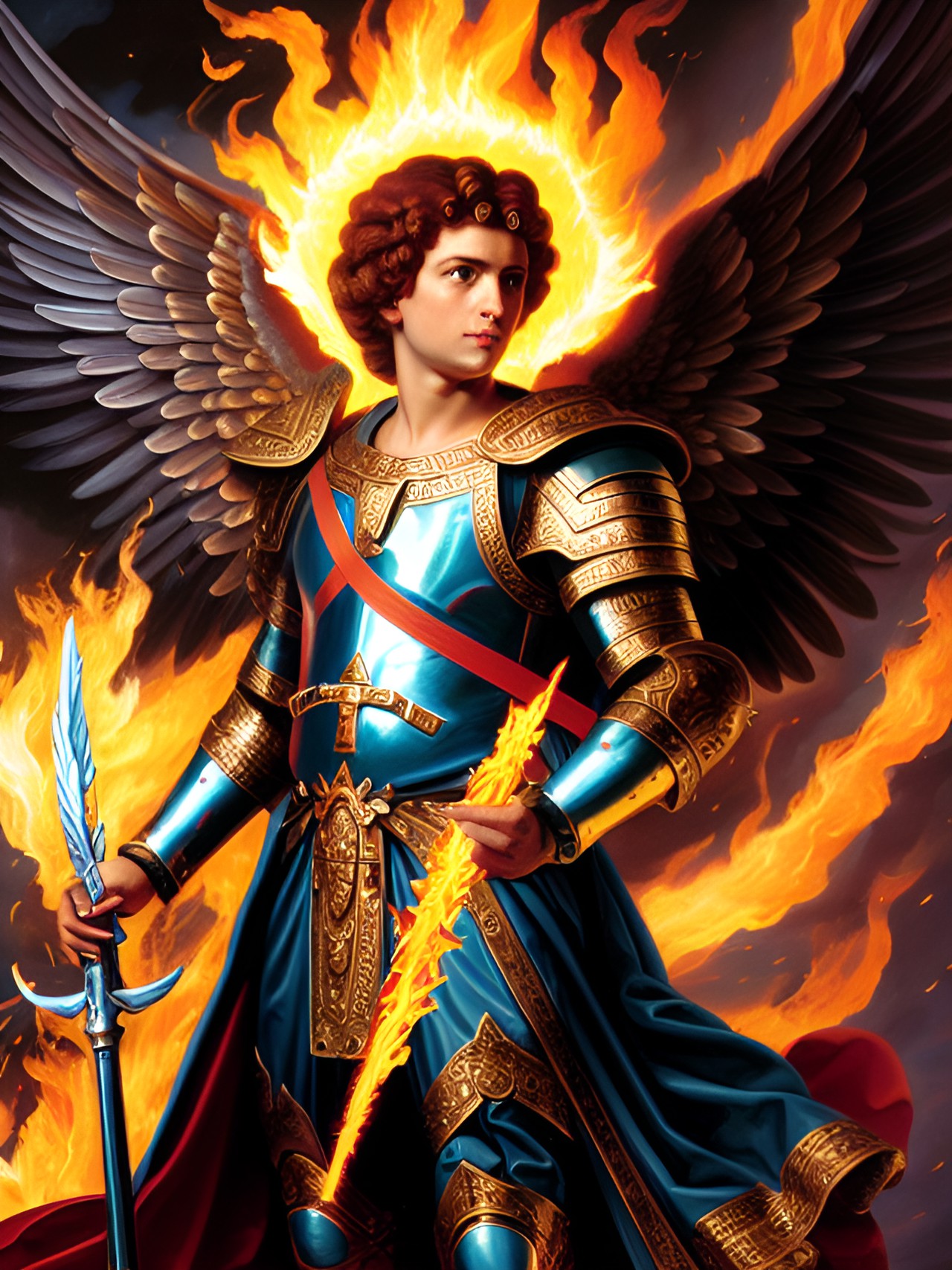 the fierce archangel michael with his flaming sword preview