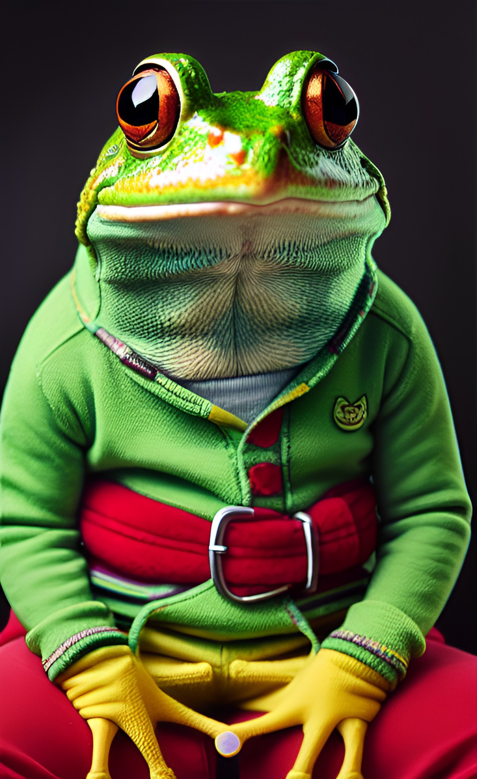 Freddie Frog - detailed portrait of an anthropomorphic frog wearing clothes preview