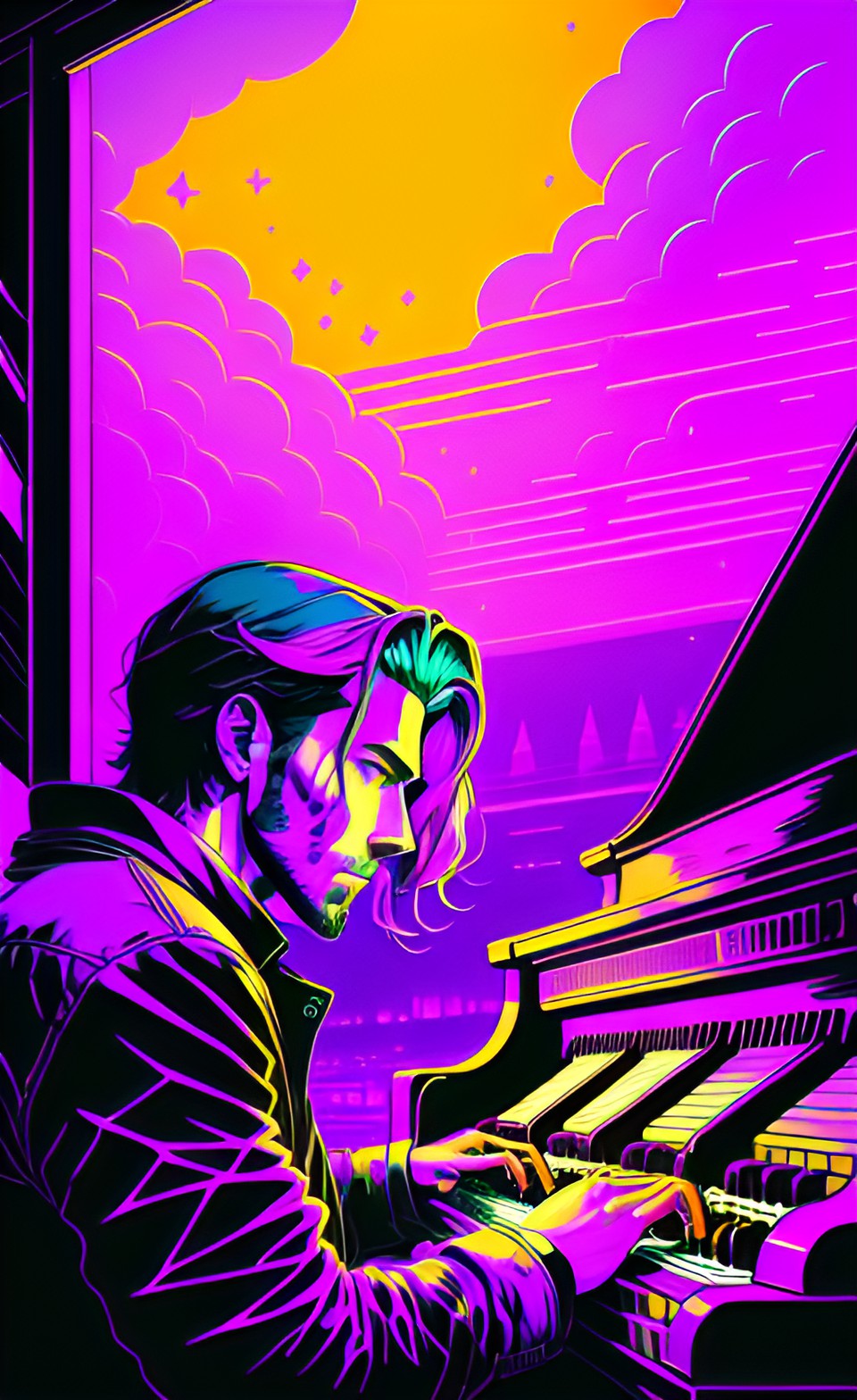 troy baker playing a piano in a bar preview