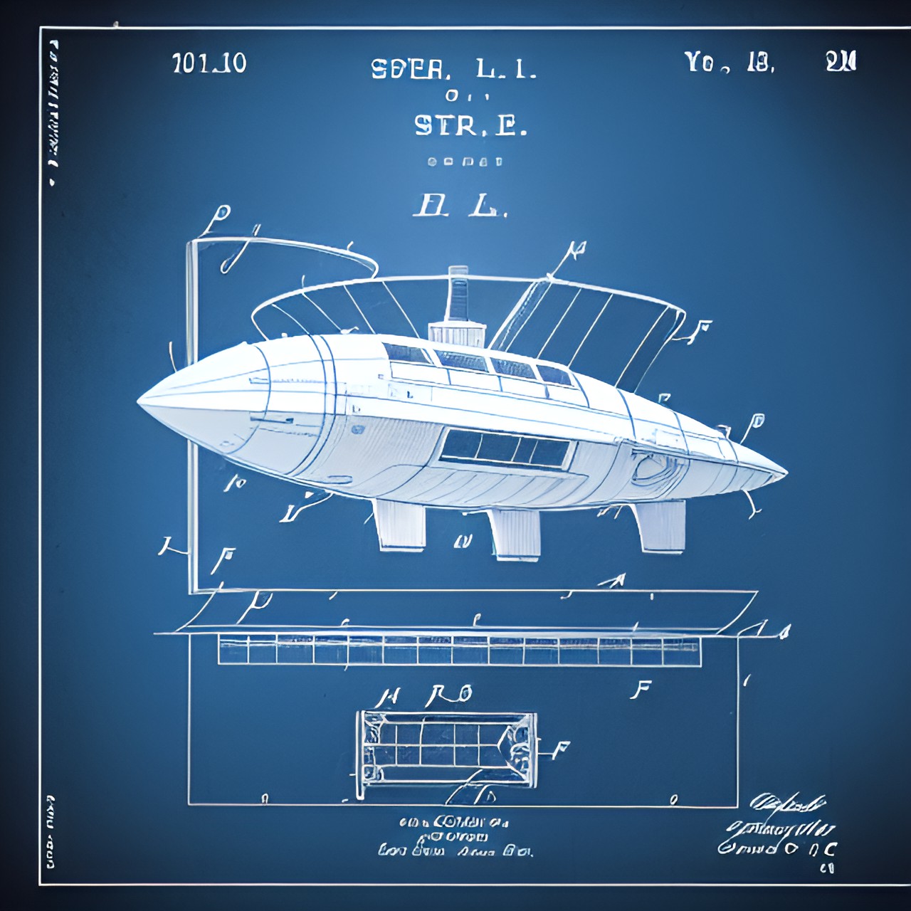 Spaceship Patent - sketch of spaceship patent on parchment preview