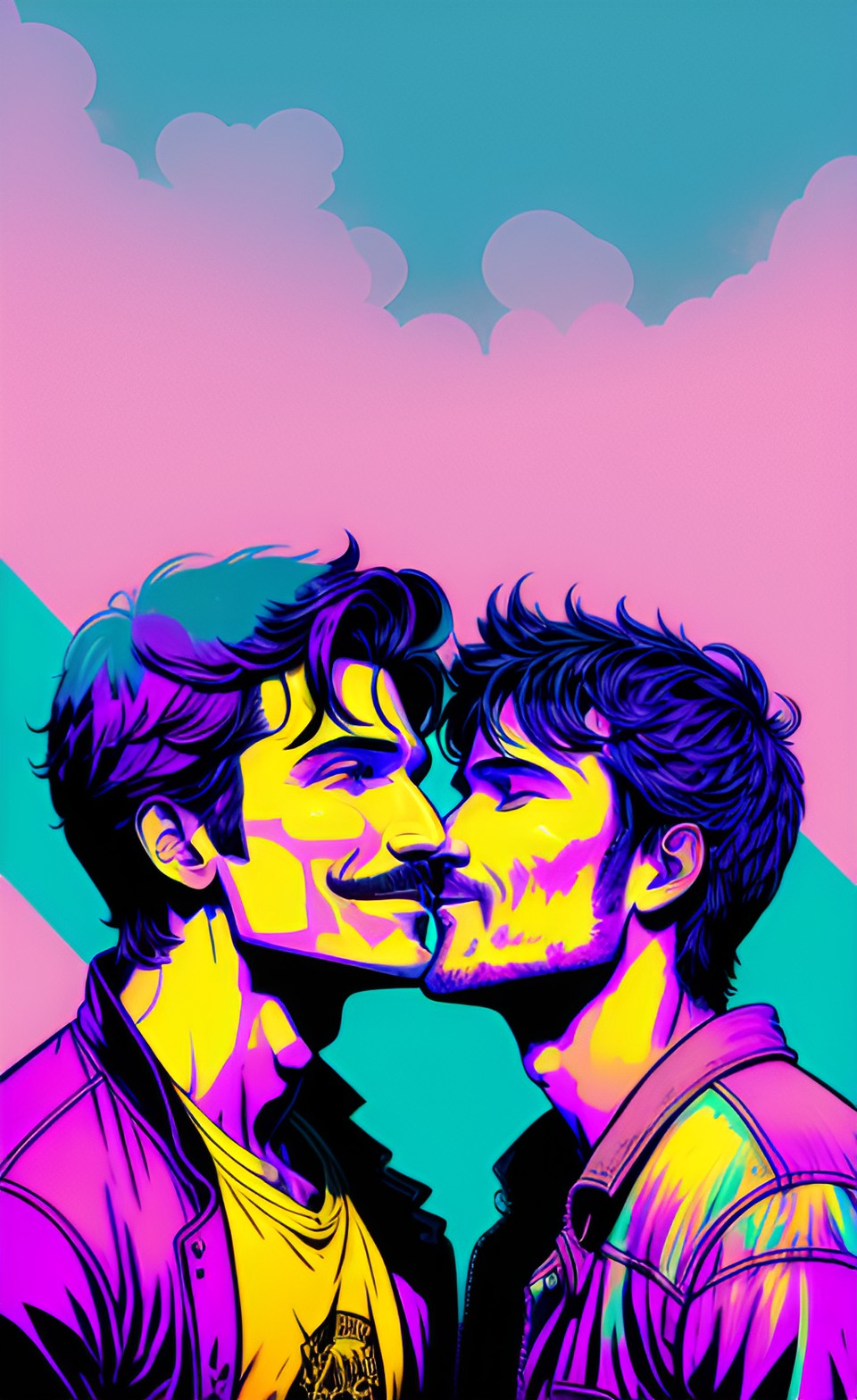 troy baker kissing pedro pascal on the cheek, who smiles. preview