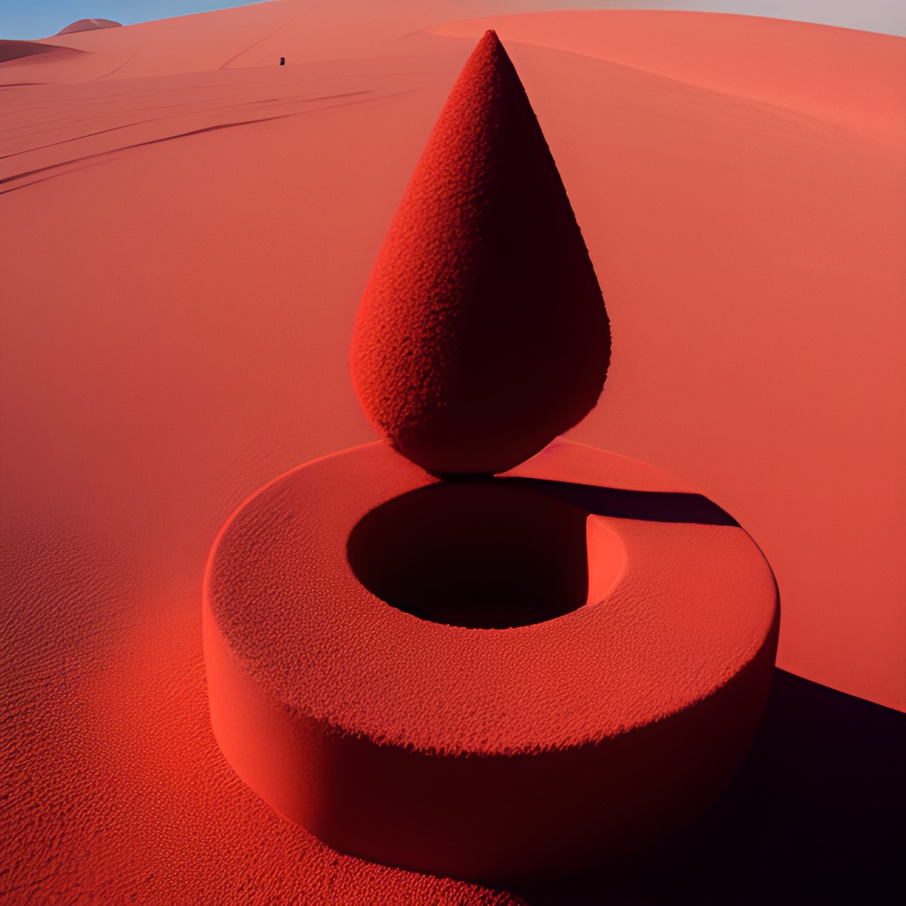 futuristic sculpture in red sand preview