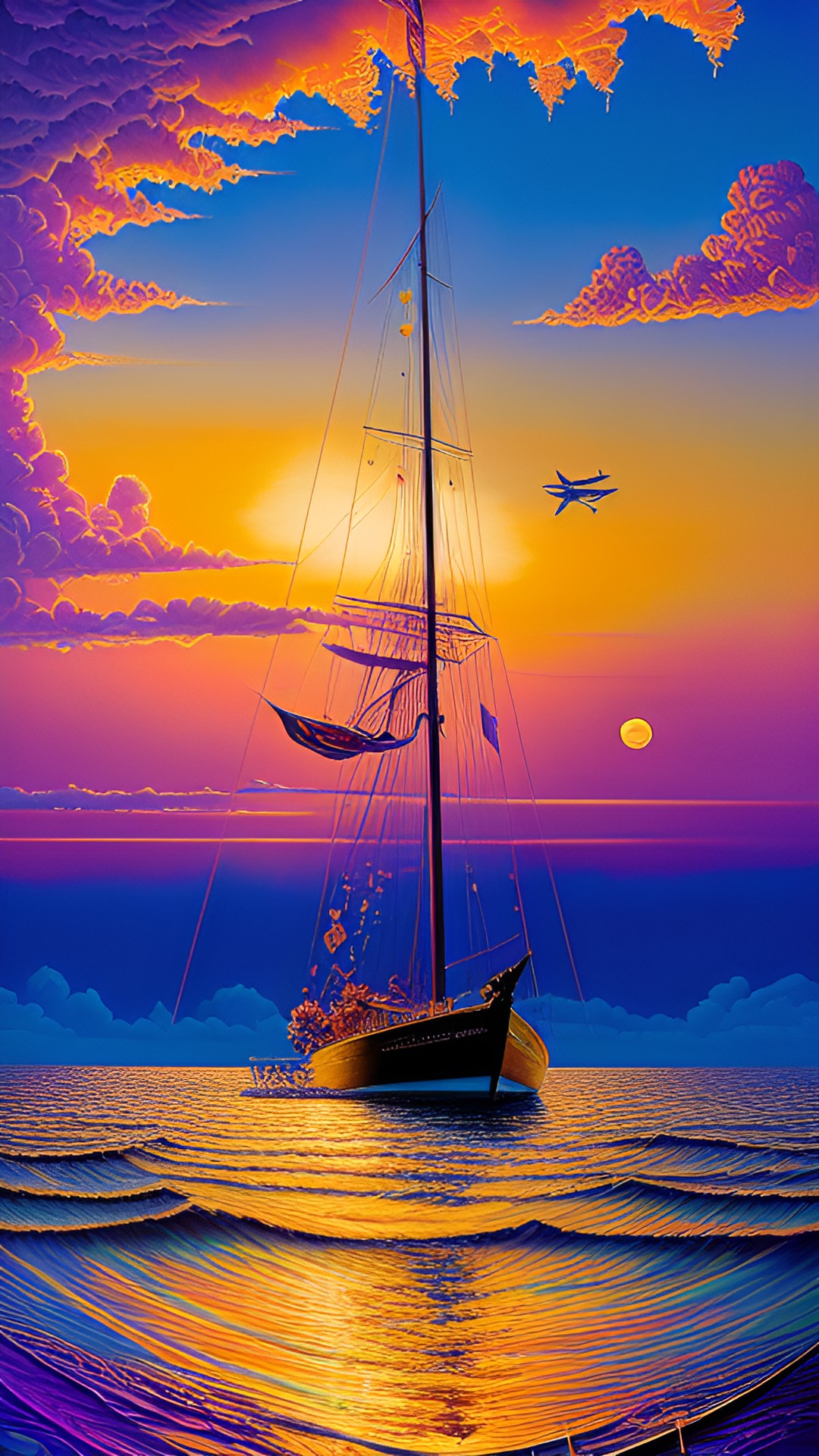 Sun sailing - sailing into the sun. the shimmering water glows with golden hues as the sail boat reflects the warm glow of the sun. a peaceful and serene moment. preview