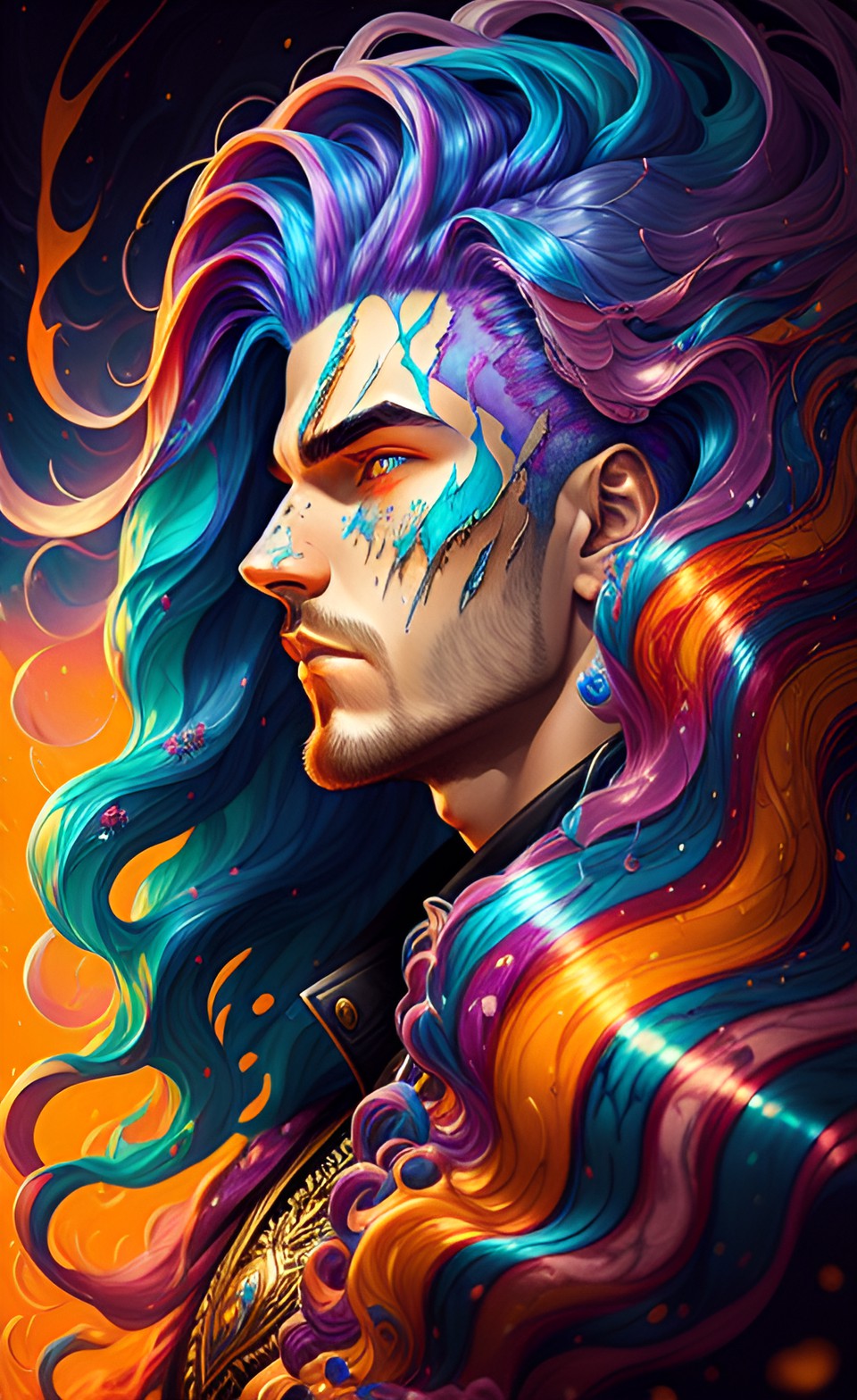 male, colorful hair preview