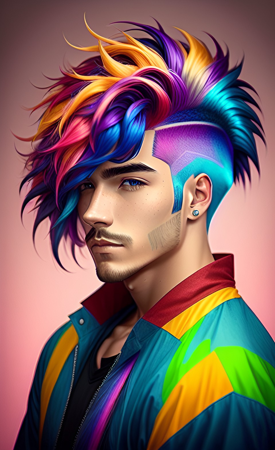 male, colorful hair preview