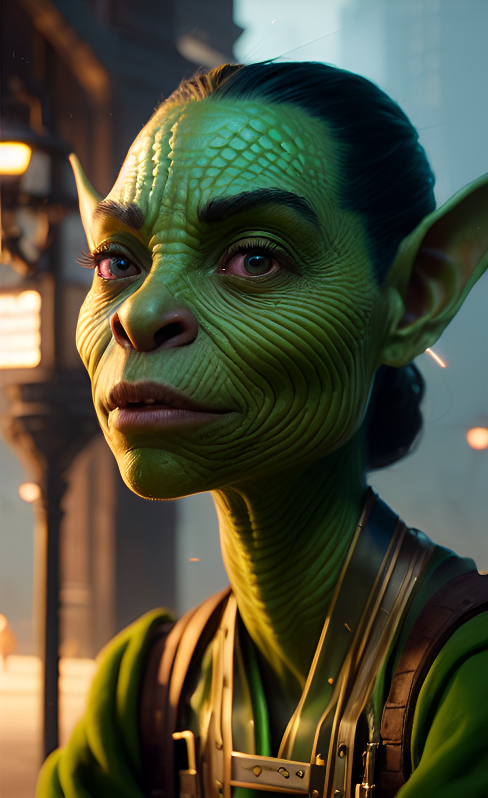 anthropomorphic human woman goblin with green skin preview